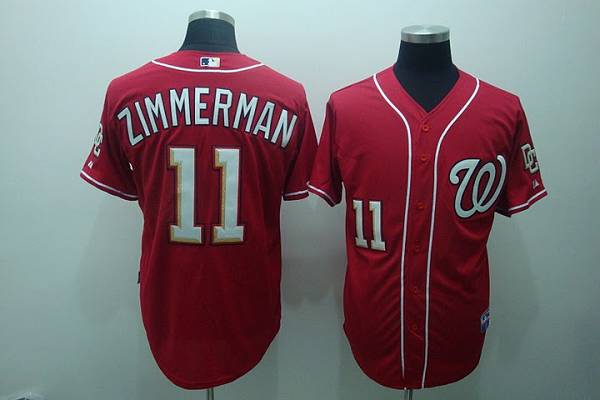 Nationals #11 Zimmerman Ryan Red Stitched MLB Jersey